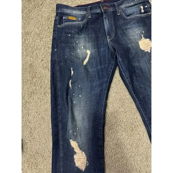 ARAMANI EXCHANGE Jeans Men’s 32x32 Straight Slim Leg Paint Splatter Distressed - Picture 8 of 11